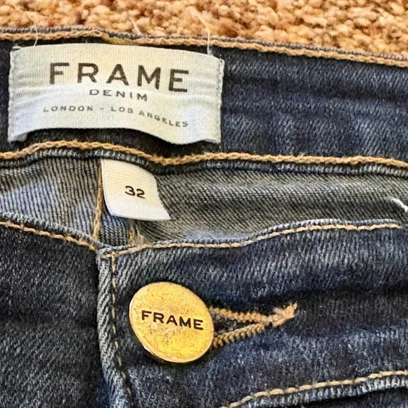 Frame Denim Women Le Skinny de Jeanne Jean Size 32 (Fits 30") Dark Blue Mid Rise - Picture 4 of 16